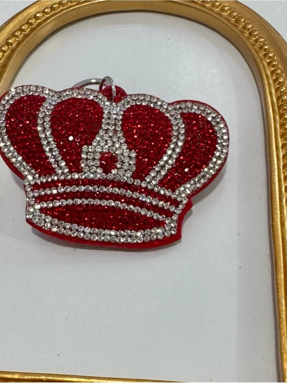 New Red Rhinestone Crown Keychain